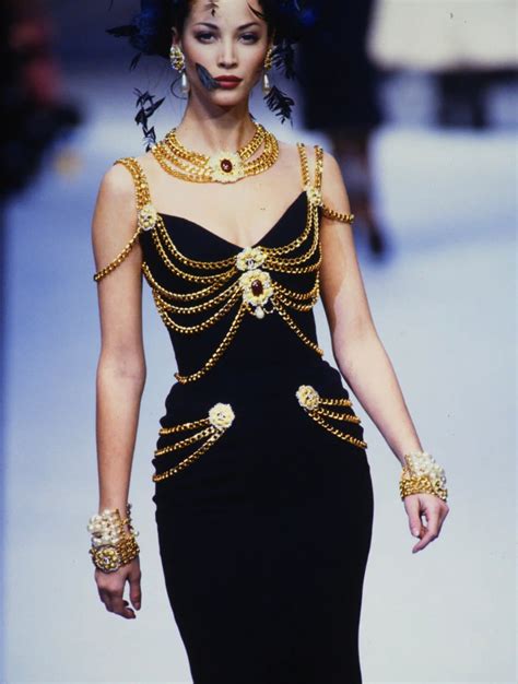 black chanel dress with chains|chanel black cocktail dress.